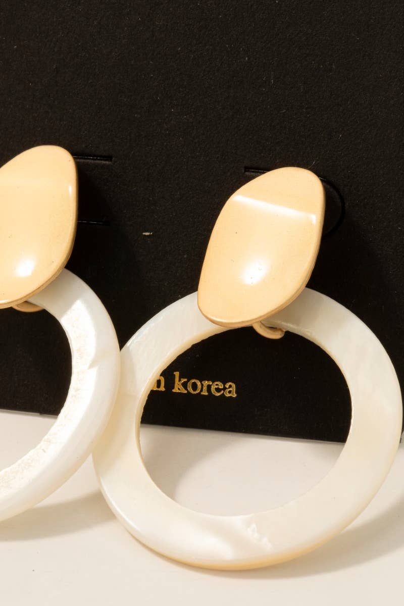 Metallic Petal And Shell Hoop Drop Earrings