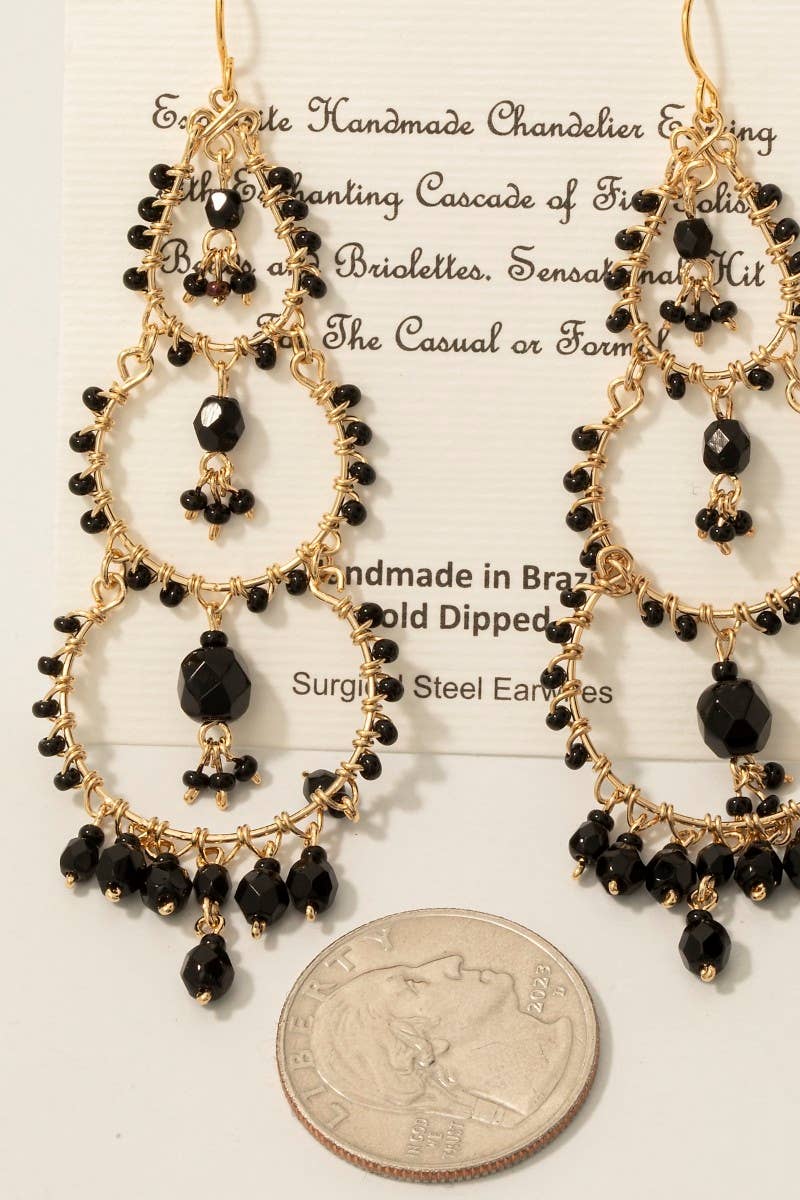 Tiered Beaded Circle Dangle Earrings