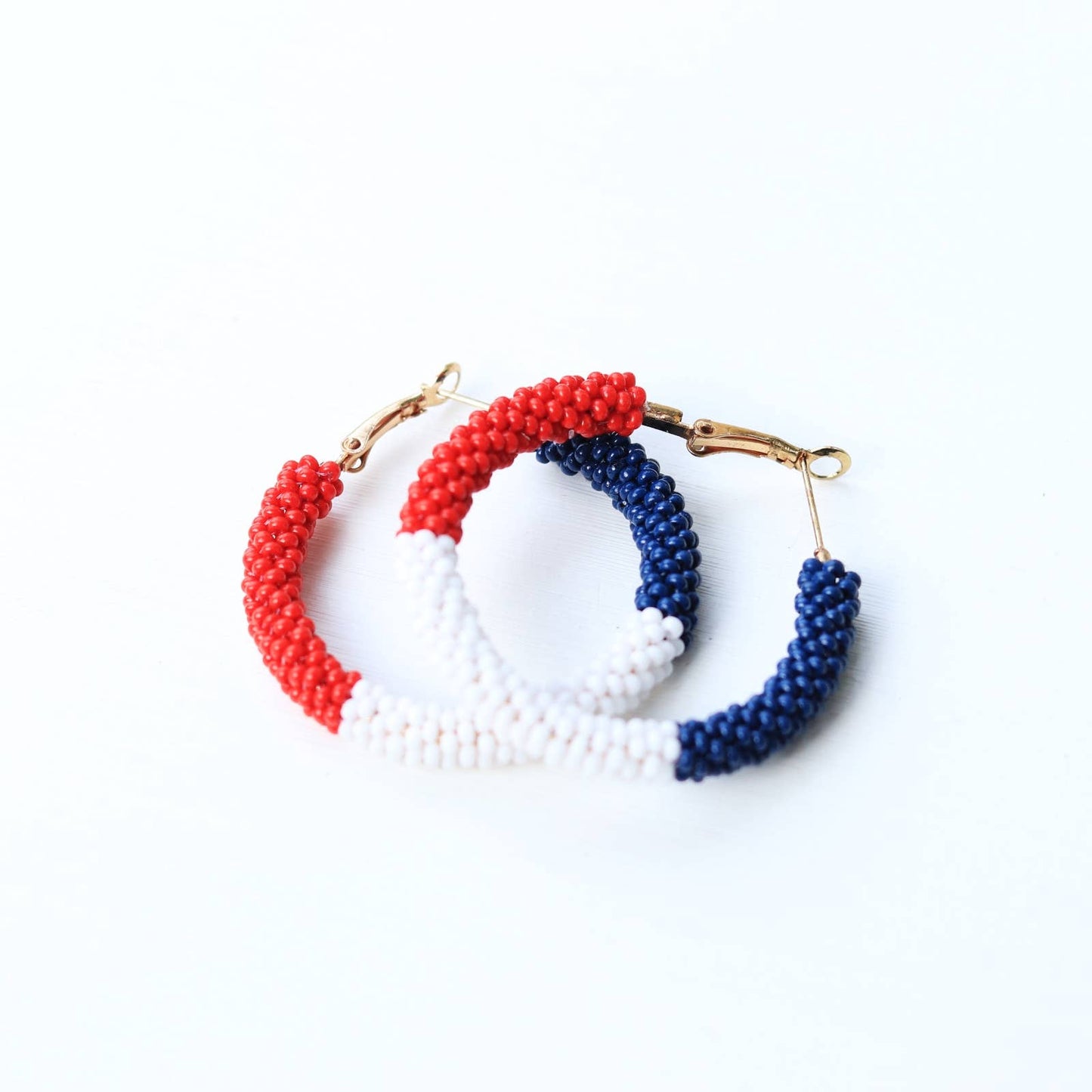 Red White Blue Beaded Hoop