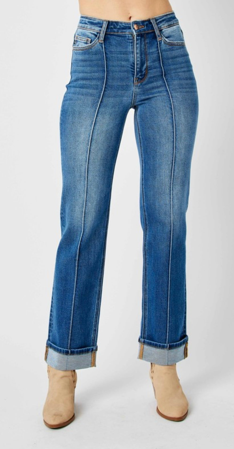 Judy Blue: Cuffed Straight Leg in Plus