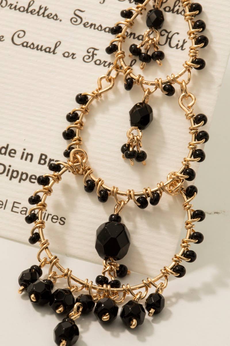 Tiered Beaded Circle Dangle Earrings