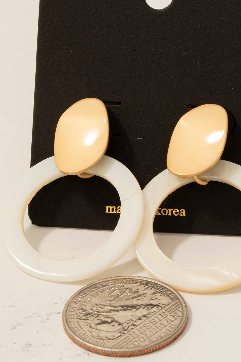 Metallic Petal And Shell Hoop Drop Earrings