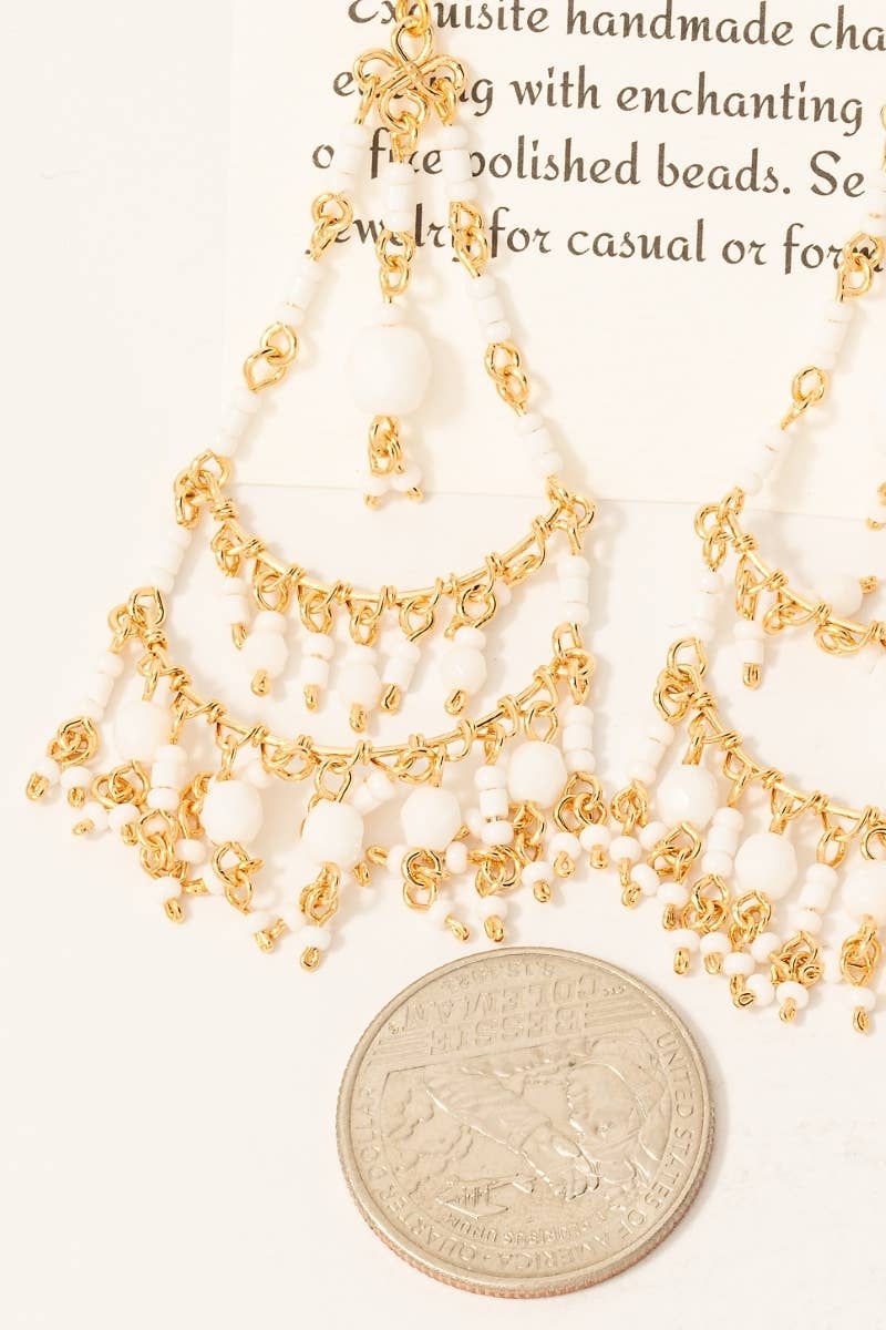 Tiered Beaded Chandelier Dangle Earrings