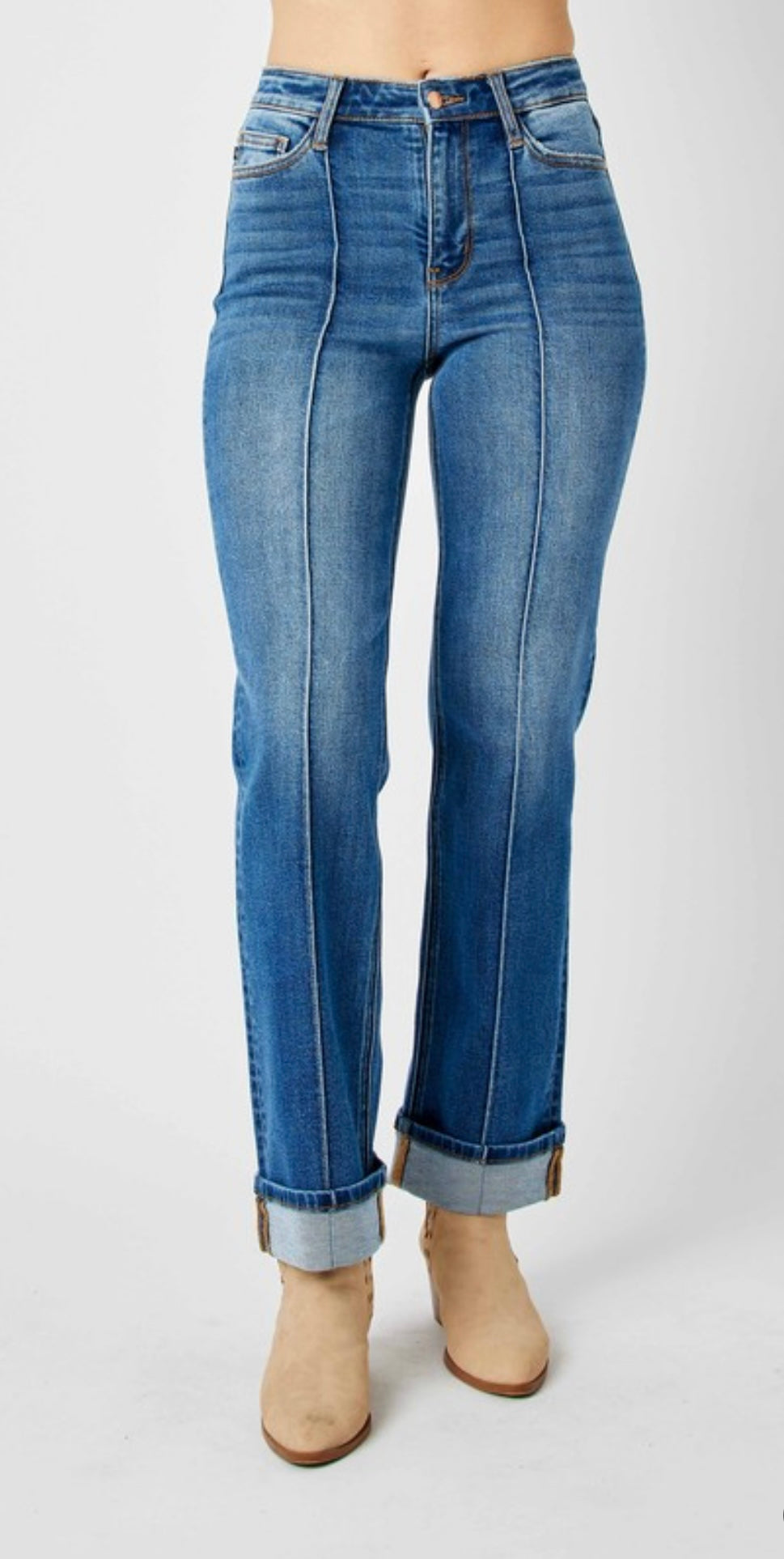 Judy Blue: Cuffed Straight Leg in Plus