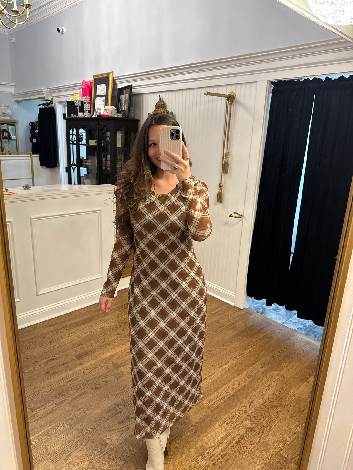 Mocha Plaid Dress