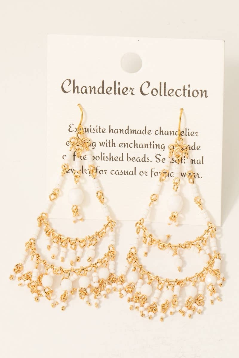 Tiered Beaded Chandelier Dangle Earrings