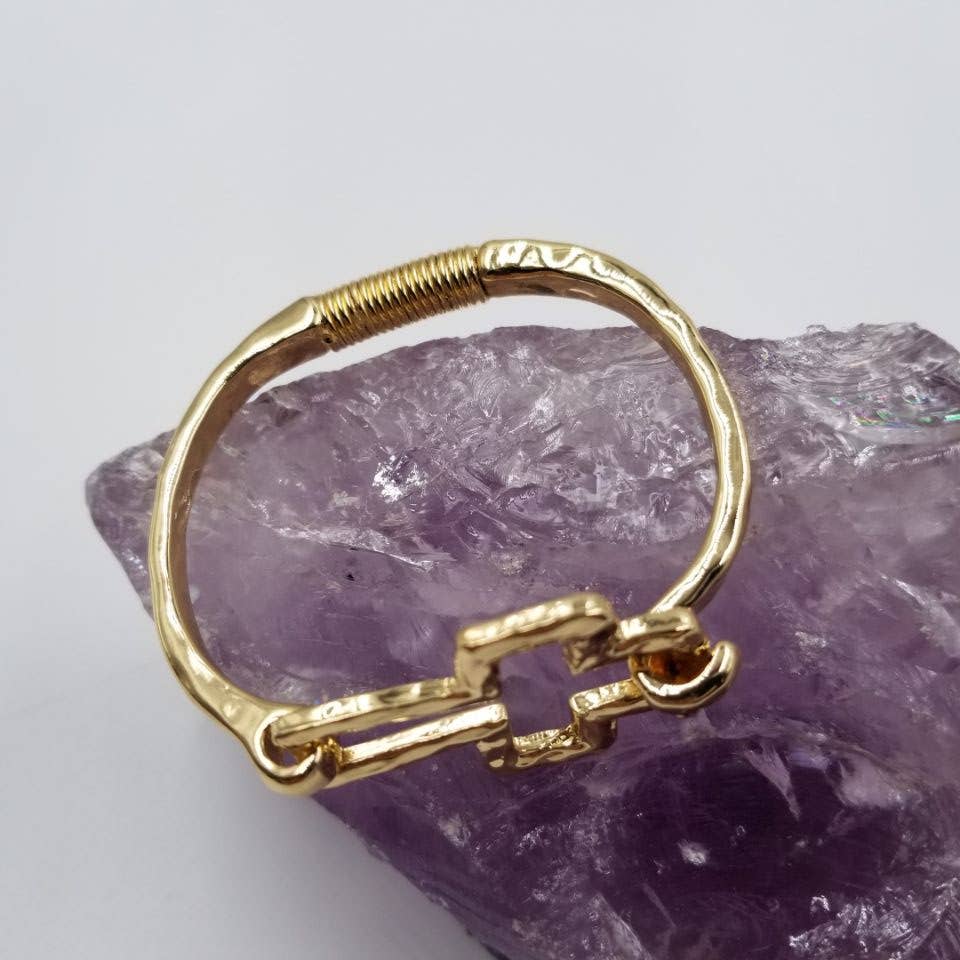 Hammered Cross Cuff Bracelet - Gold