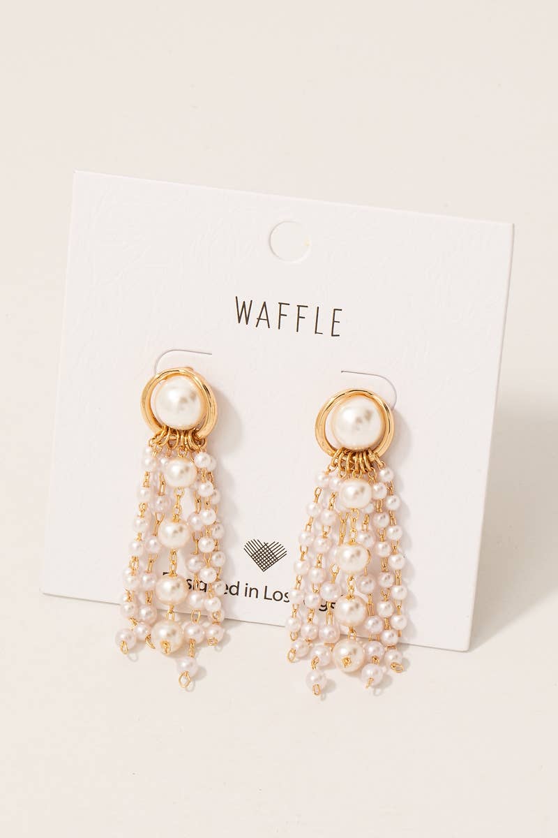 Pearl Chain Fringe Dangle Earrings