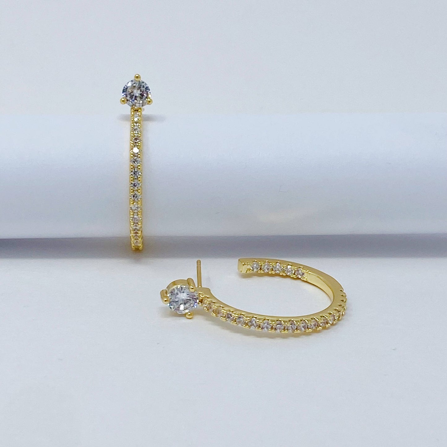 Diamond On Top Hoop Earrings