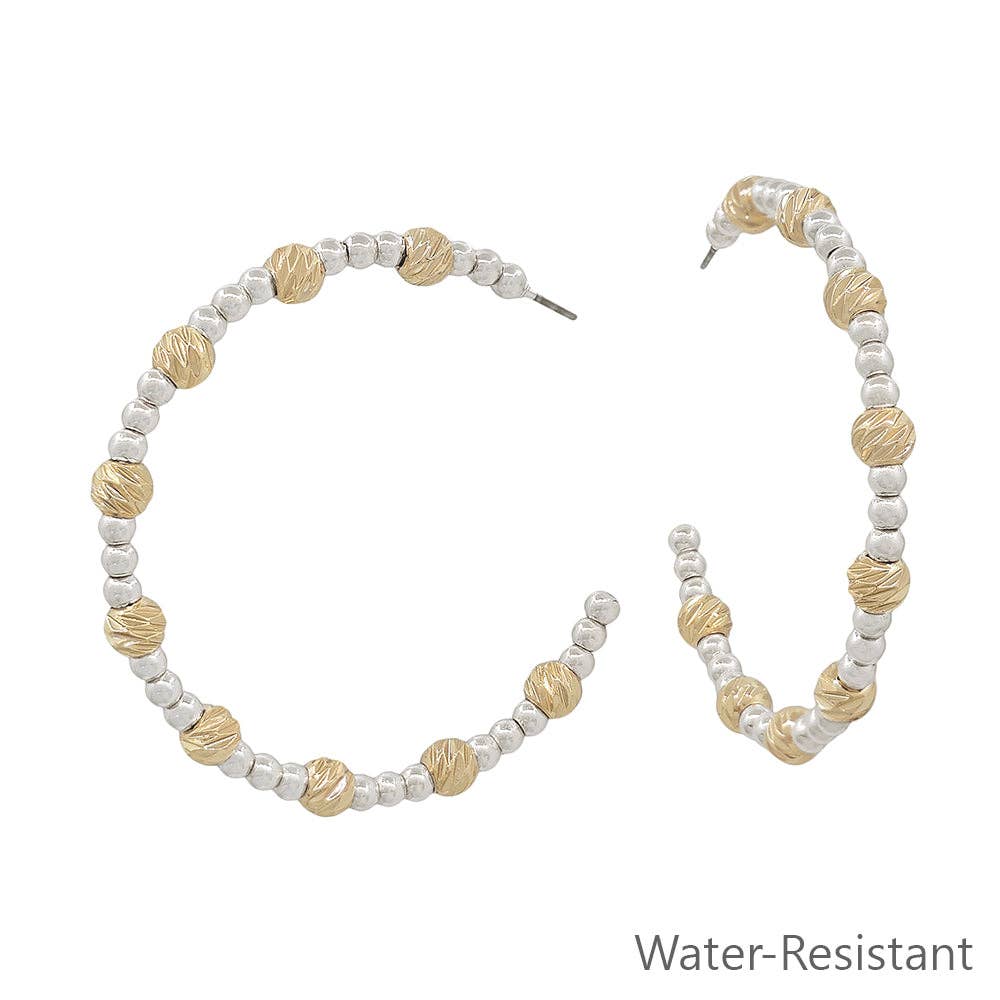Silver Beaded with Gold Textured Accent