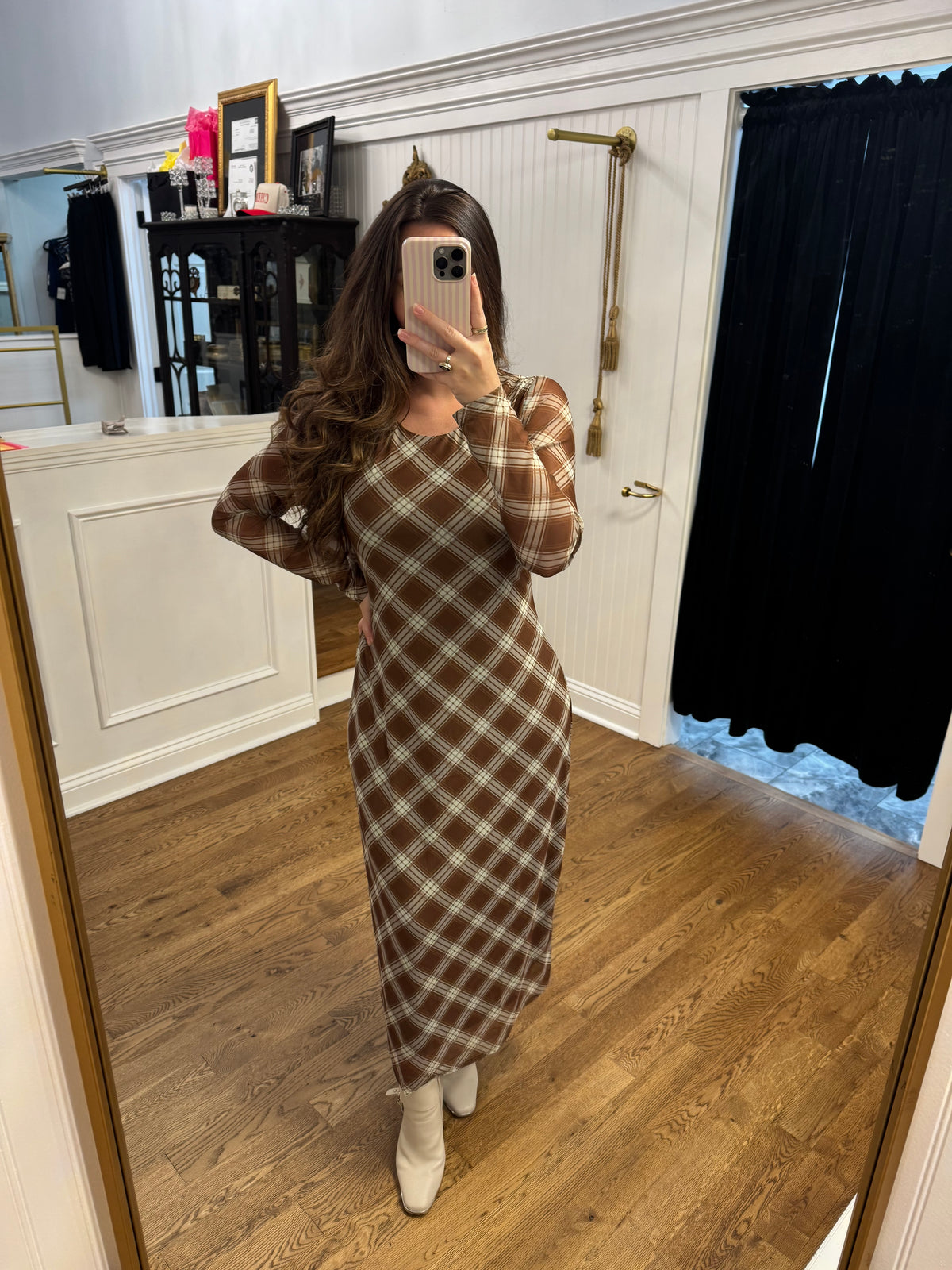 Mocha Plaid Dress