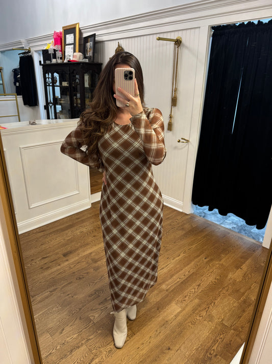 Mocha Plaid Dress