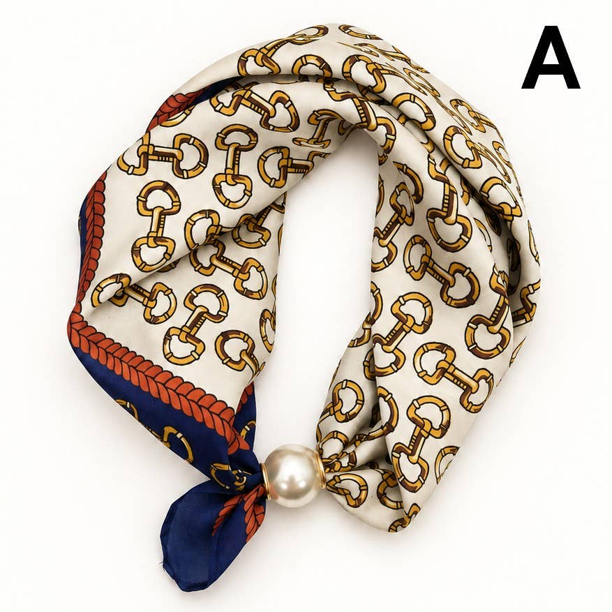 Silk Pearl Magnetic Clasp Scarf Necklace
