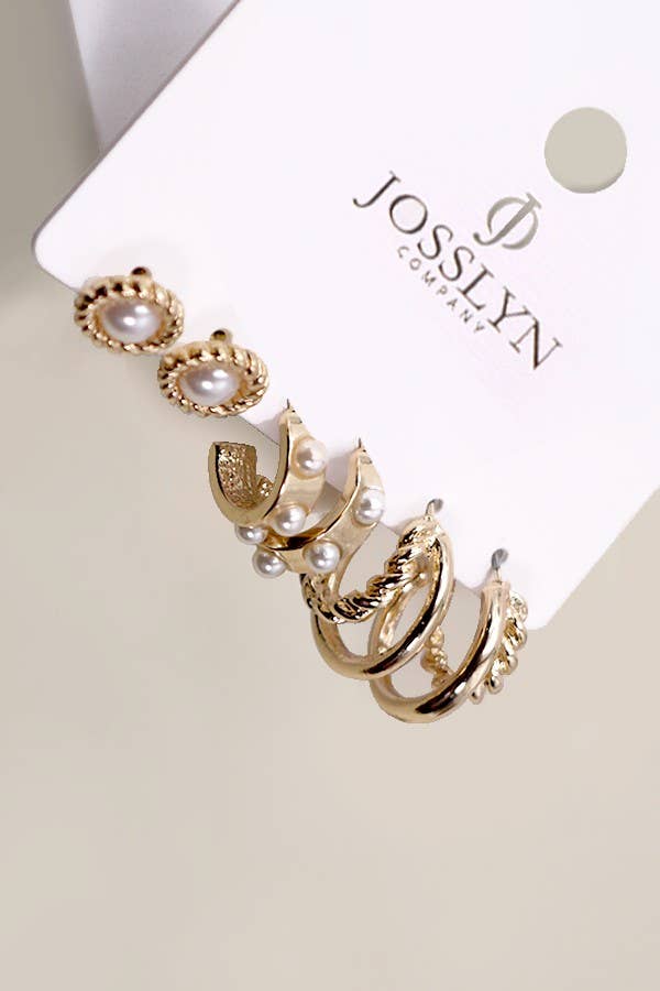 GOLD PEARL HOOP STUD