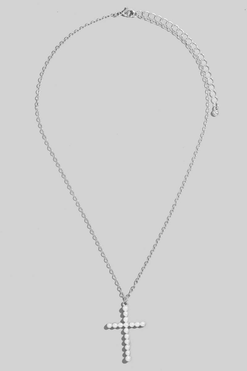 Pearl Cross Pendant Necklace
