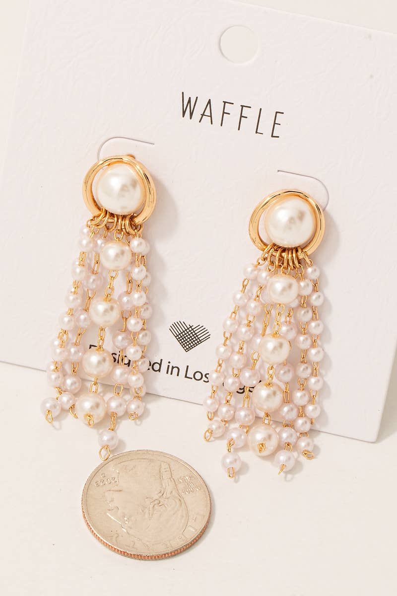 Pearl Chain Fringe Dangle Earrings
