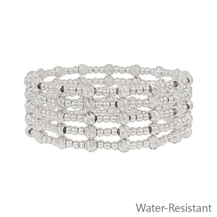Silver Set of 5 Stretch Bracelets