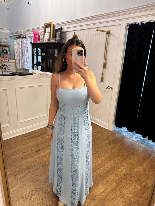 Woven Lace Trim Maxi Dress