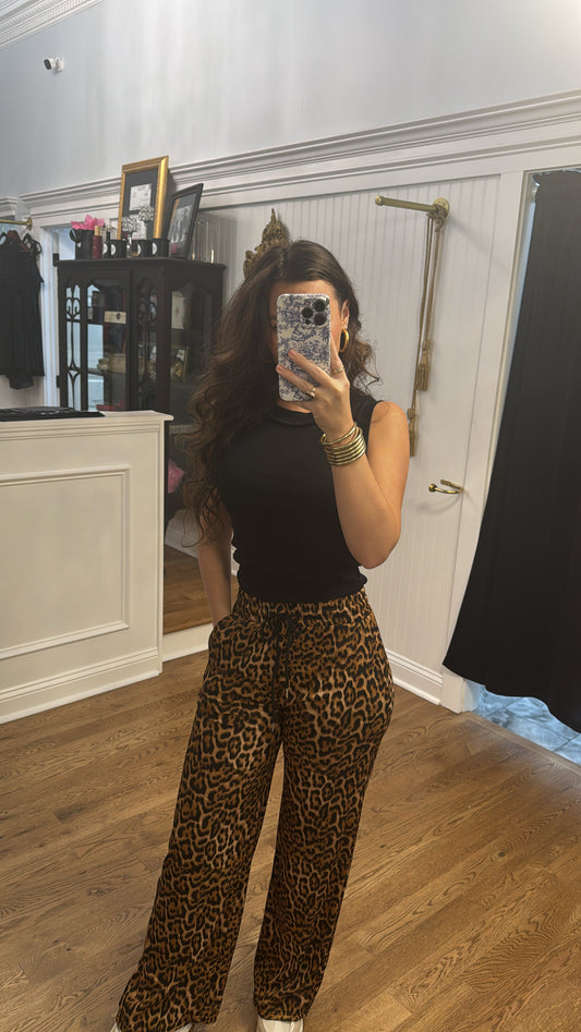 Leopard Drawstring Pant