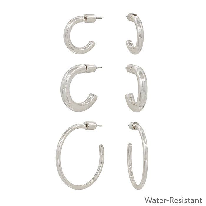 Set of 3 Silver Hoop