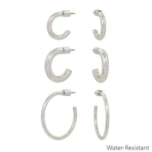 Set of 3 Silver Hoop