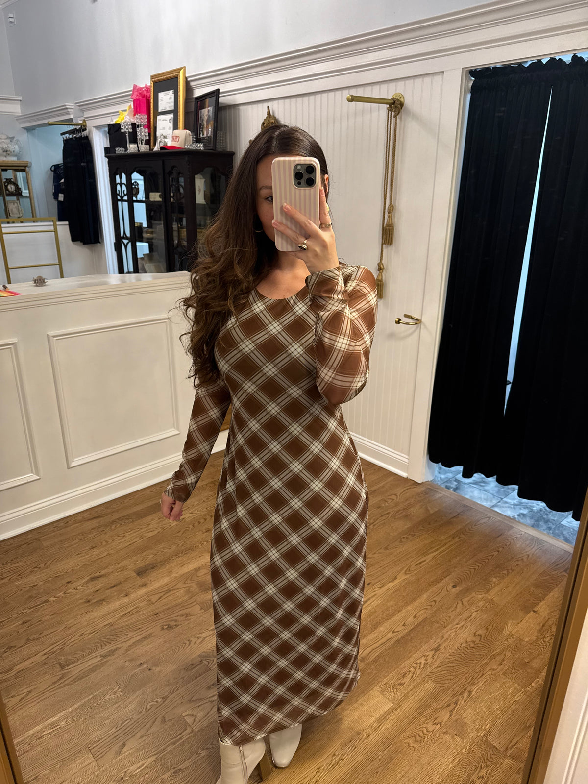 Mocha Plaid Dress