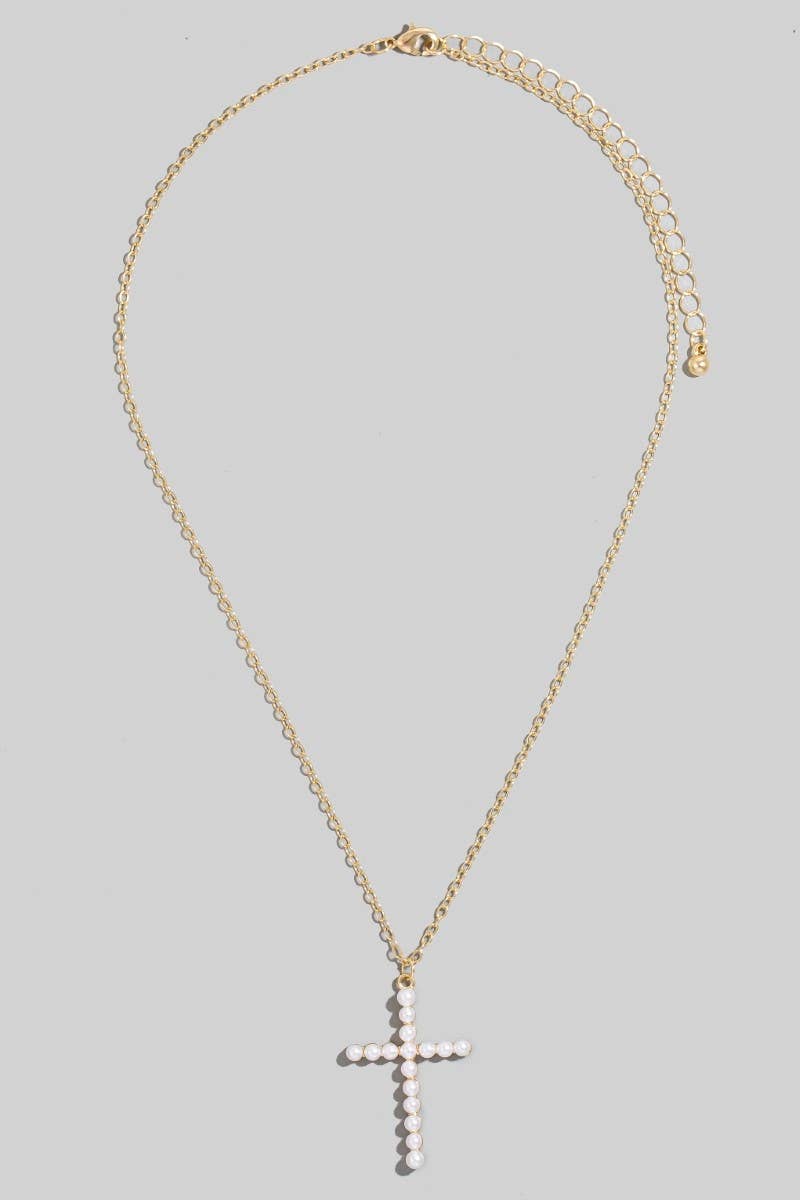 Pearl Cross Pendant Necklace