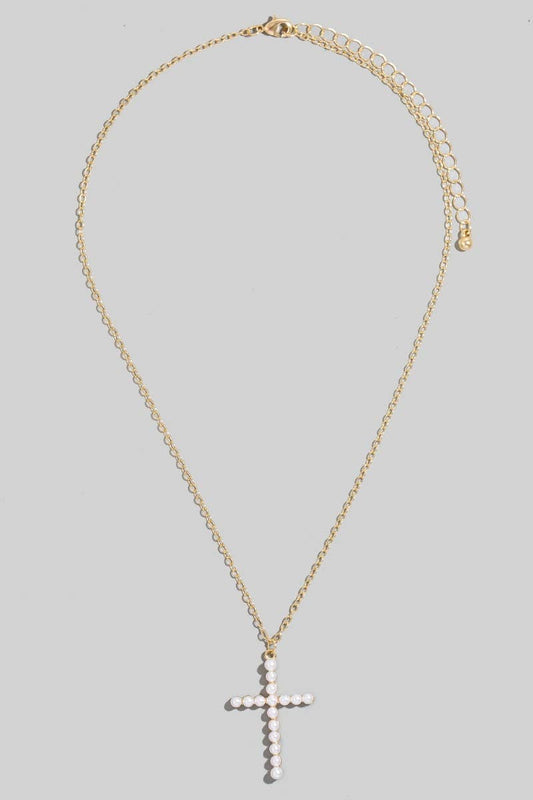 Pearl Cross Pendant Necklace