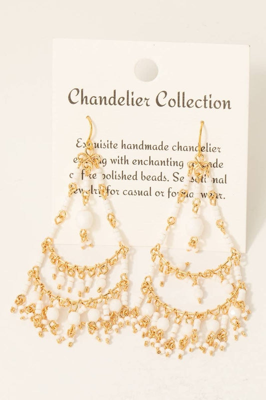 Tiered Beaded Chandelier Dangle Earrings