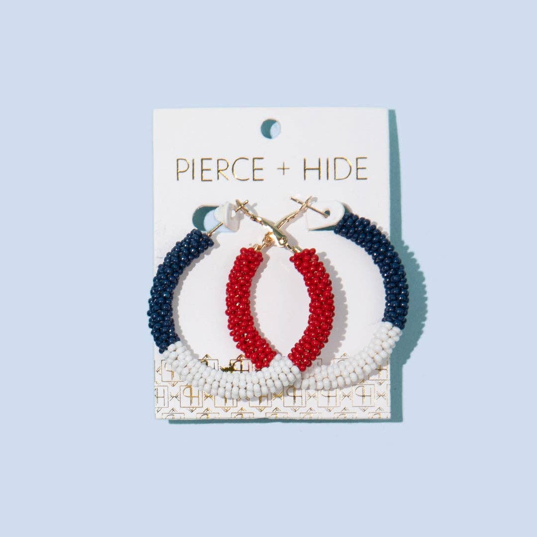 Red White Blue Beaded Hoop