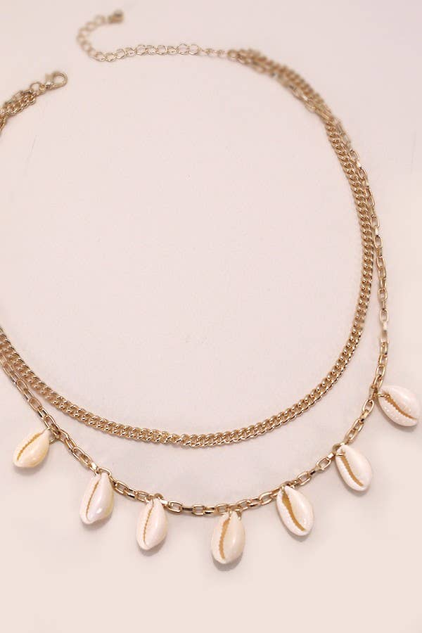 DOUBLE LAYER PUKA SHELL NECKLACE