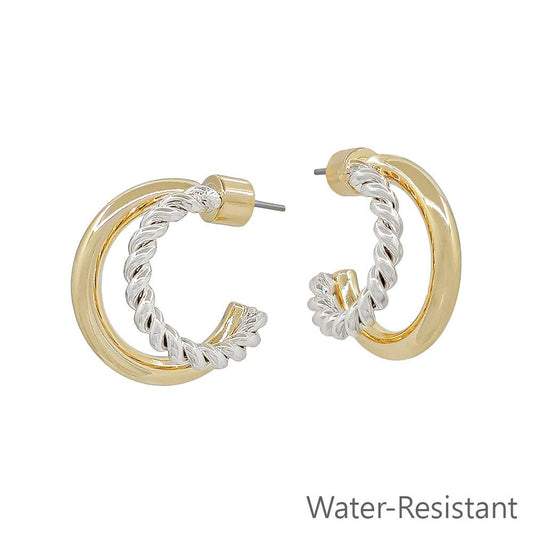 Gold Hoop with Twisted Silver