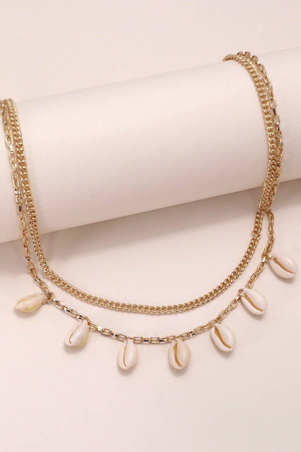 DOUBLE LAYER PUKA SHELL NECKLACE