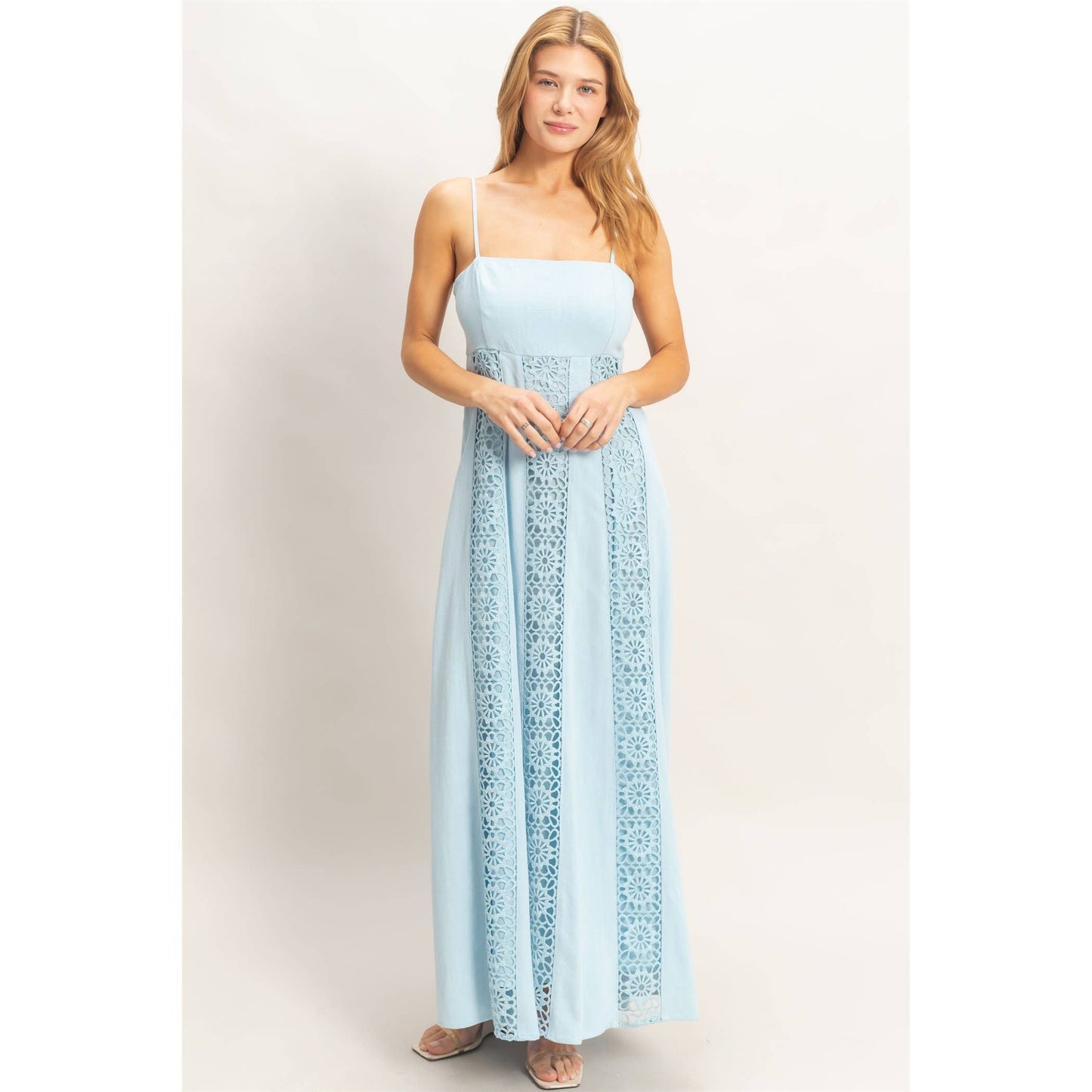 Woven Lace Trim Maxi Dress