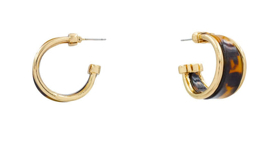 Brown Tortoise Hoop Earring