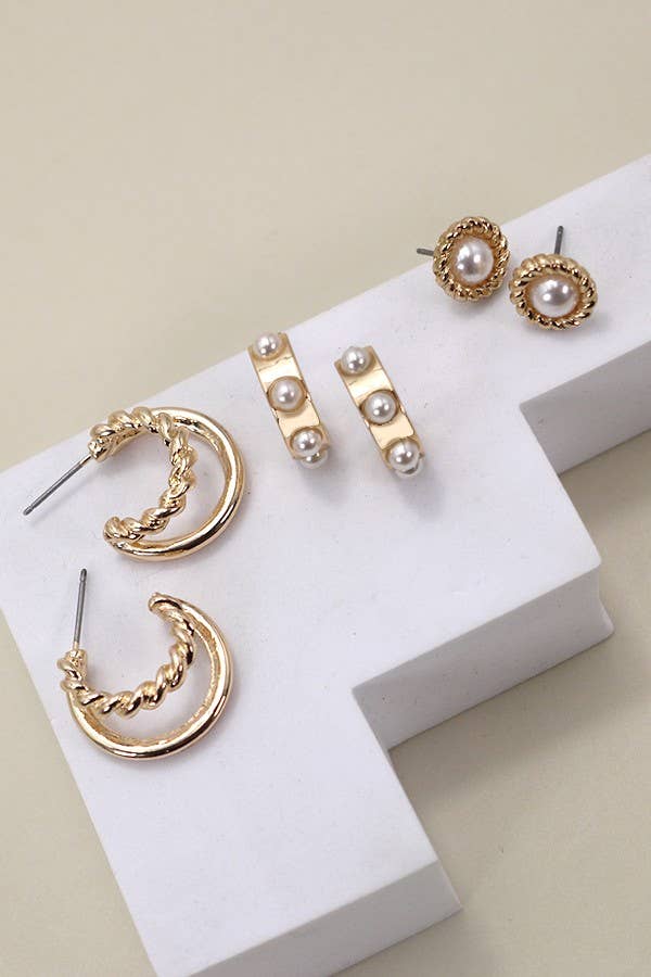 GOLD PEARL HOOP STUD