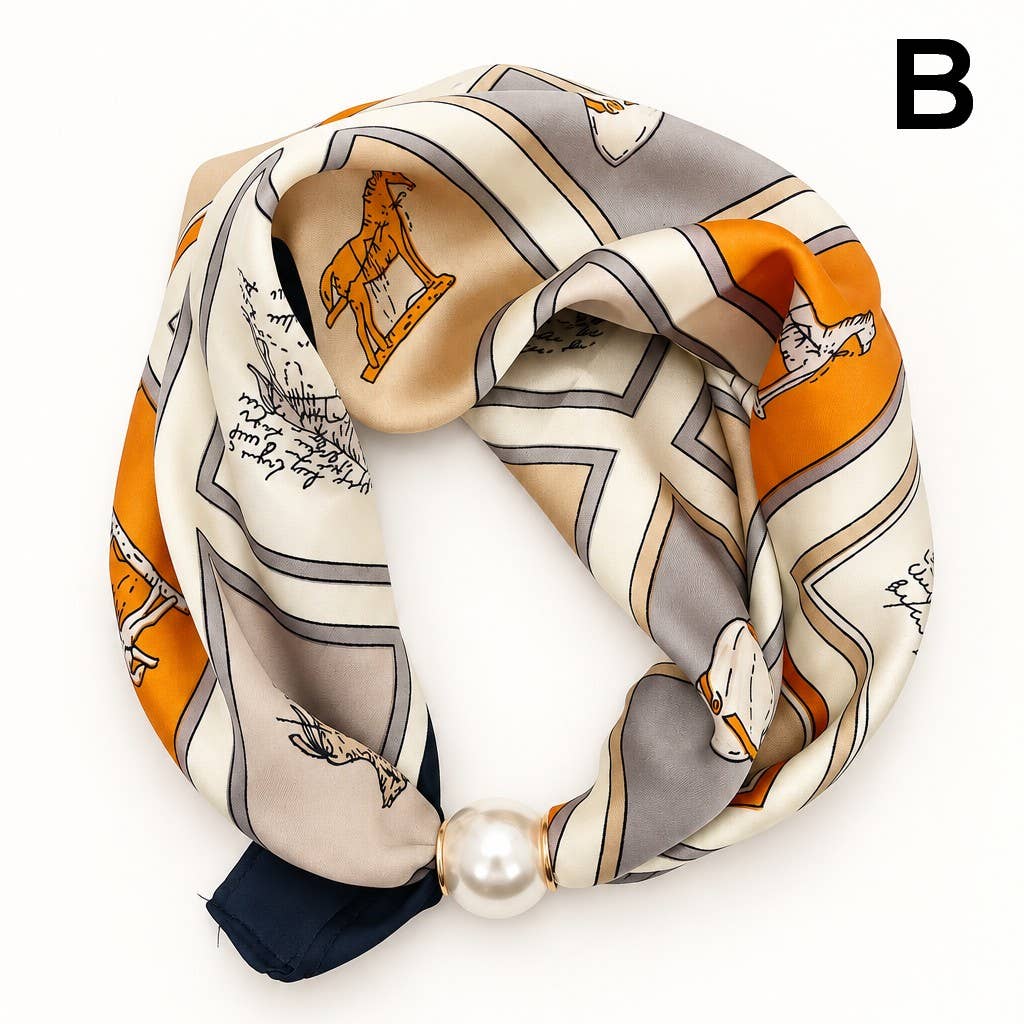 Silk Pearl Magnetic Clasp Scarf Necklace