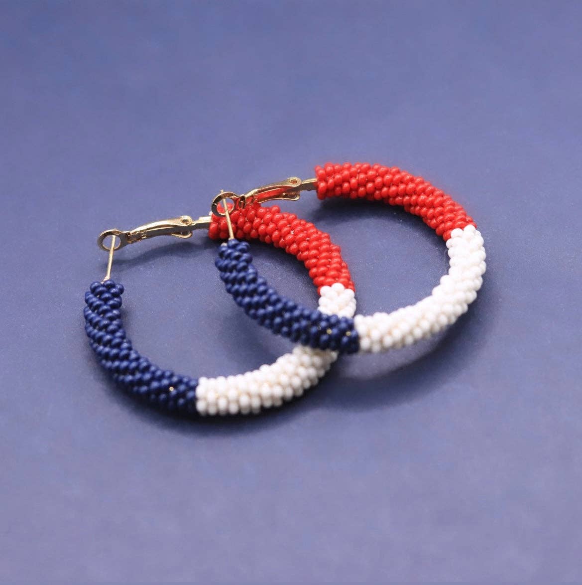 Red White Blue Beaded Hoop